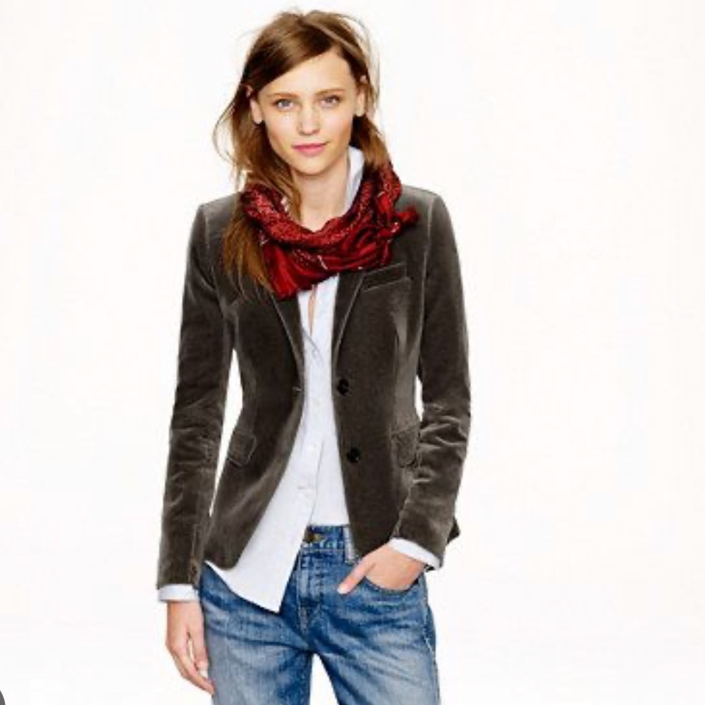 J. Crew Vintage Y2K Crushed Velvet Blazer - taupe/grey - 8 - EUC